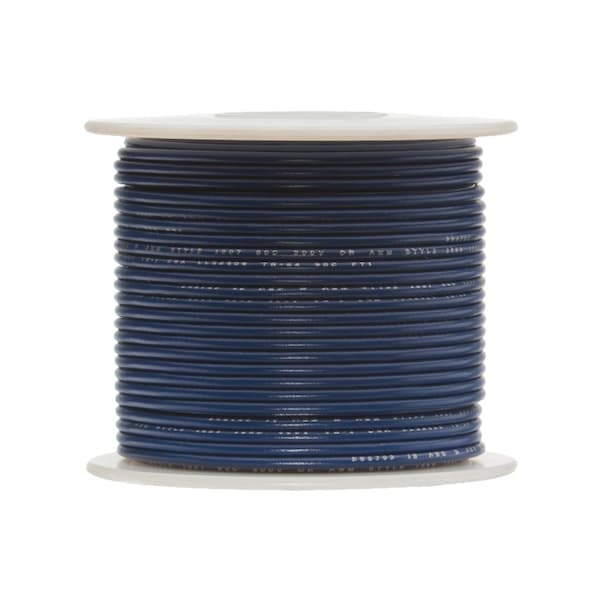 Primary Wire, Hook Up; GPT, 18 AWG, 1C C, Blue, PVC, Stranded, 60V, 100 ft.